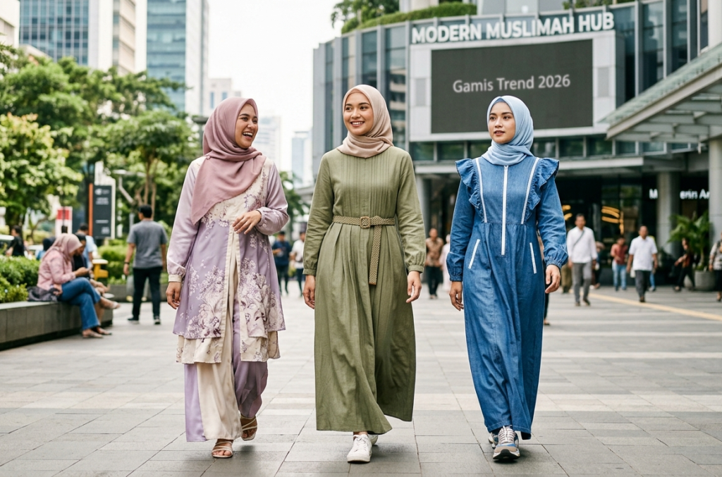 Ilustrasi berbagai koleksi Model Baju Gamis Terbaru 2026 yang sedang tren